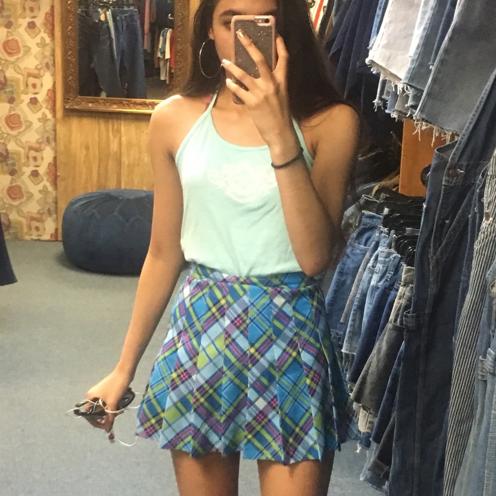American Apparel Blue Plaid Skirt